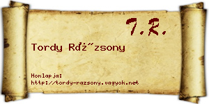 Tordy Rázsony névjegykártya